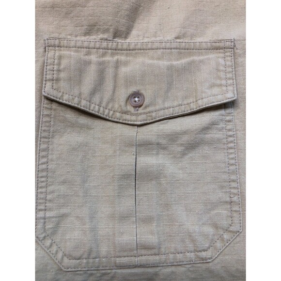 Woolrich Men's Size XL Heavyweight Tan Khaki Short Sleeve Button Up Shirt - Picture 7 of 7